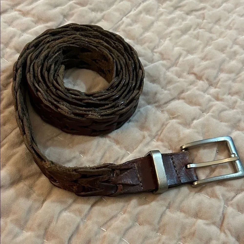 Men's braided Brown Leather Belt 40”-50”